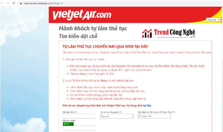 Check-in-online-Vietjet Air